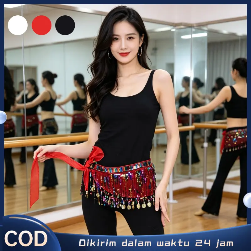 Ikat Pinggang Belly Dance Selendang Hip Scarf Tari Perut Belt Belly Dance Coin Aksesoris Kostum Tari Pinggang Tari Perut Gaya Bohemia