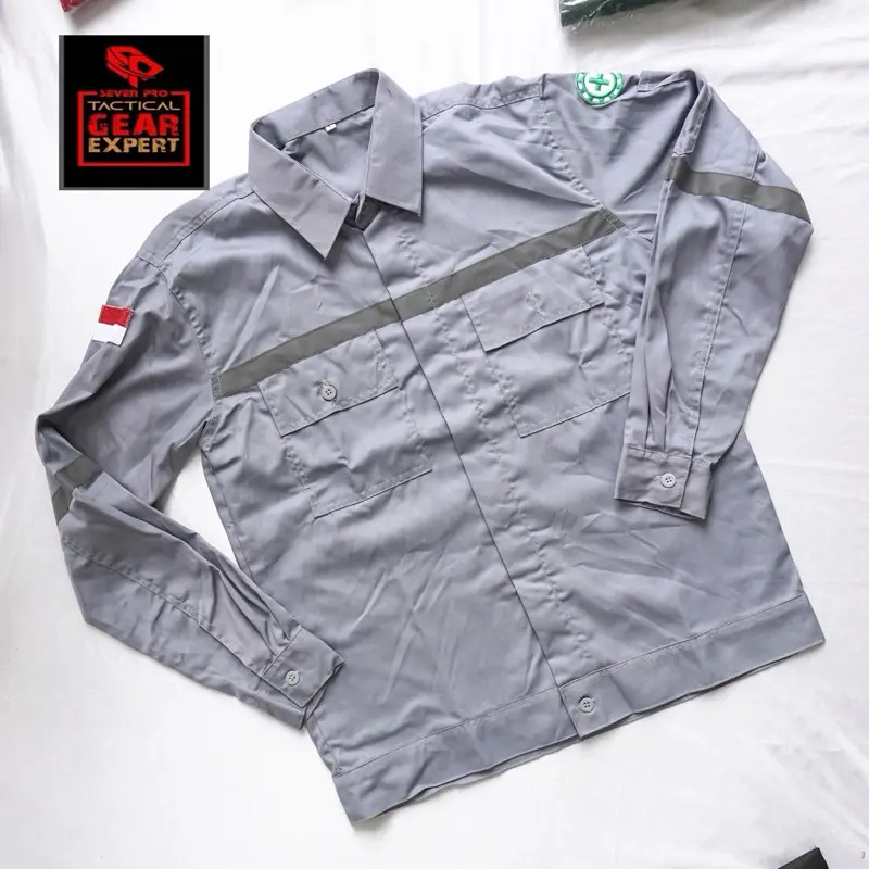 Kemeja safety first 01 kemeja lapangan kemeja kerja baju kerja proyek Pria Wanita Dewasa Panjang Katun 5