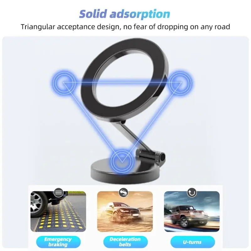 Fold Magnet Car Holder 360° Rotation Bisa Dilipat Magsafe Car Phone Holder / Universal Holder Hp Mobil Magnetic Bekerja Dengan Semua Ponsel - DH 802 3