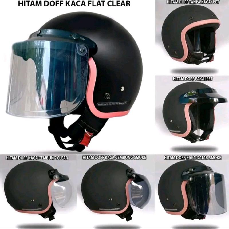 helm bogo solid hijab list pink warna polos pelingdung kepala saat berkendara motorcycle SNI ukuran universal (menyesuaian M,L,XL) cargloss keren 2