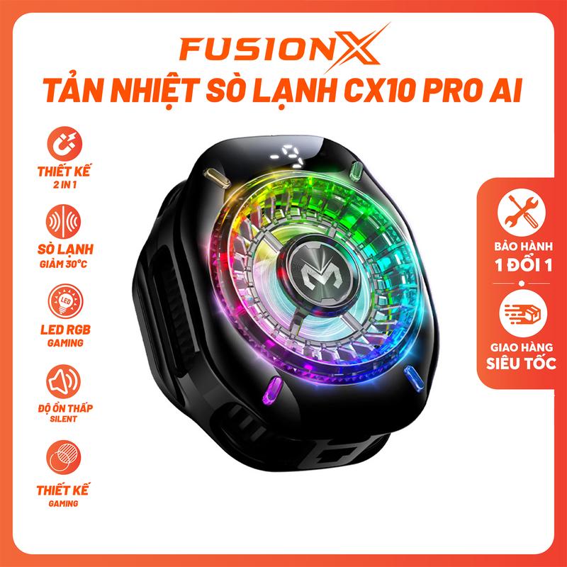 Quạt Tản Nhiệt Sò Lạnh CX-10 PRO AI - Hiệu Năng Cao 2 Chế Độ Sử Dụng Tản Nhiệt Chơi Game LiveSteam Tích Hợp Màn Hình Nhiệt Độ MEMO CX-10 PRO AI