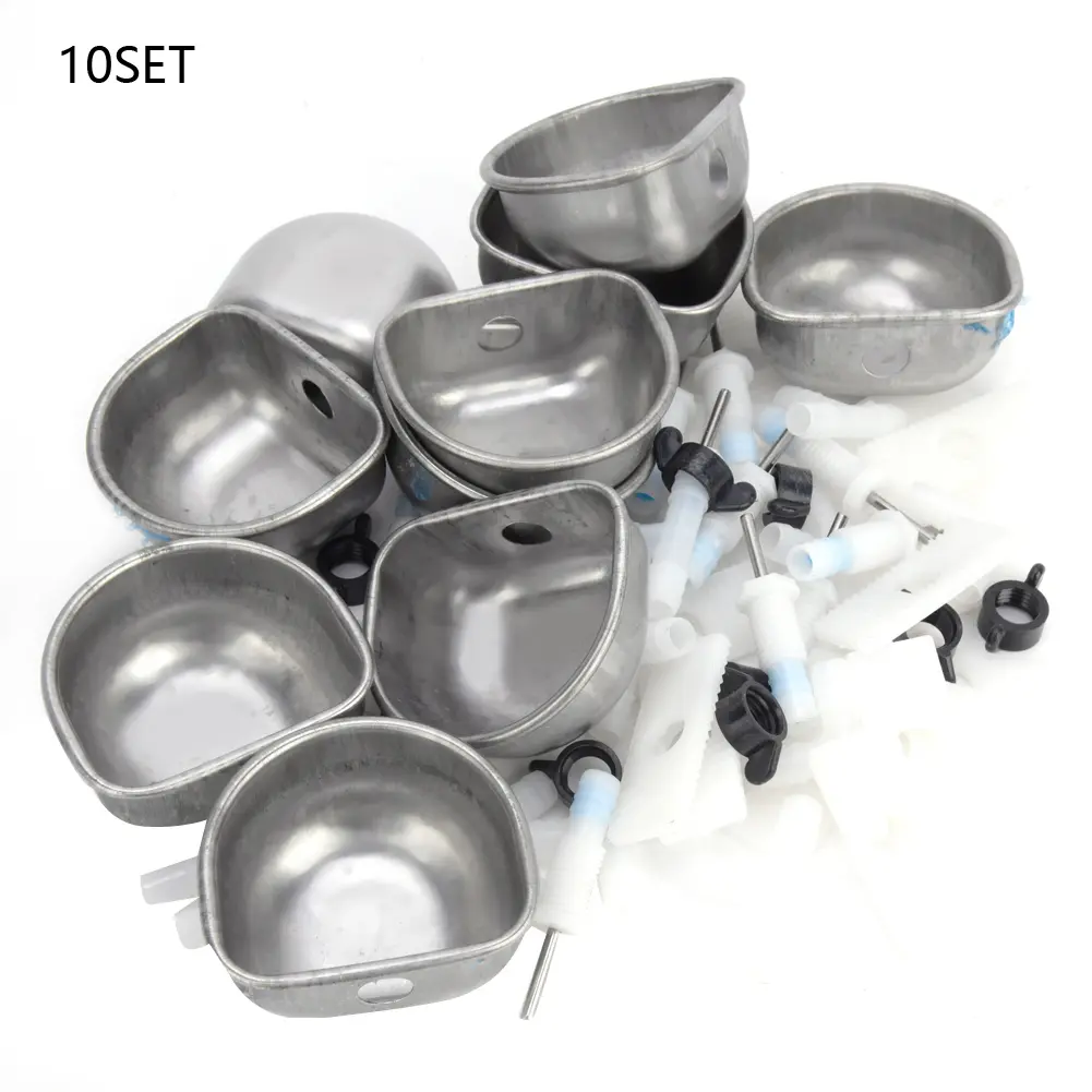 10 Sets Rabbit Drinker Stainless Steel Plastic Drinking Water Bowl Feeding Accessories for Connecting 7mm to 10mm Hose