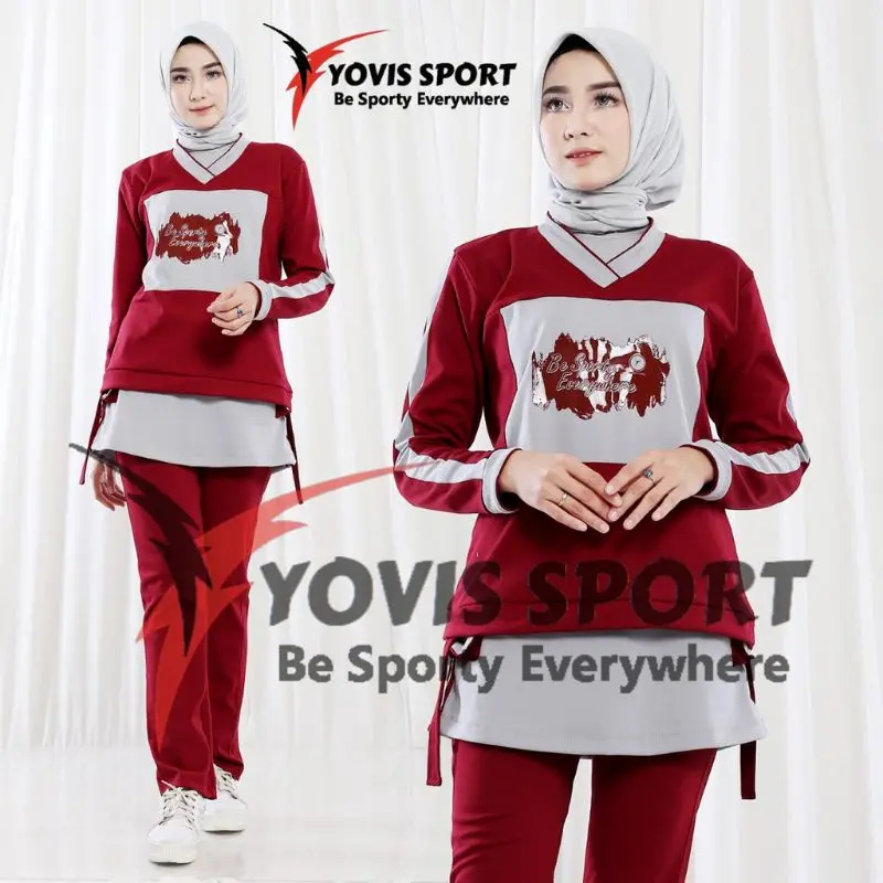 Setelan Senam Joger Wanita Sablon Yovis Sport Original 0