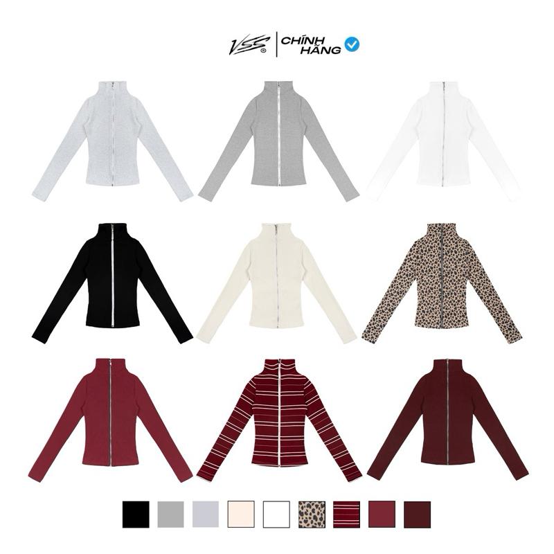   Deal Mở Bán  Áo Dài Tay Cổ Lọ VSS Cardigan Vải Thun Gân Co Giãn Mềm Mại Thoáng Mát Dáng Ôm Body Chiết Eo Khóa Kéo Basic - ATD02 