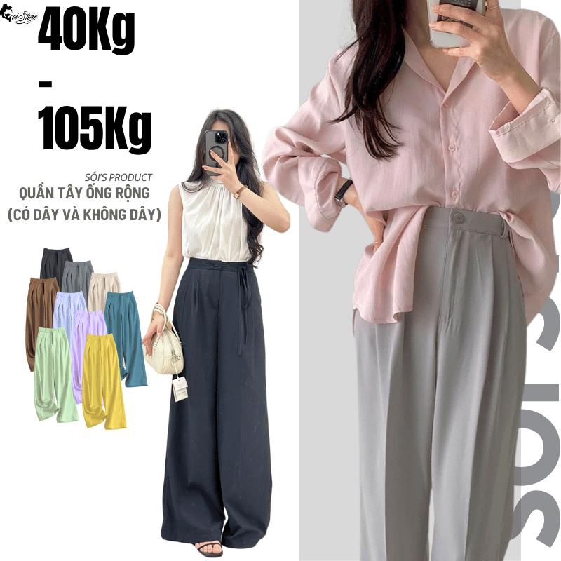  45-100KG Quần Tây Nữ Ống Rộng Bigsize Thắt Dây Nơ Sói Store Quần Công Sở - Đi Học Ong Women Pants 
