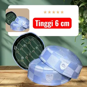 Peci Malaysia Pattani Kopiah Putih Songkok Peci Kopyah Kalbut Malaysia Logo / Peci Kopiah Batok Logo / Songkok Dewasa Putih Muslim Motif  Kopiah  Motif Wajik Embos Bahan Premium