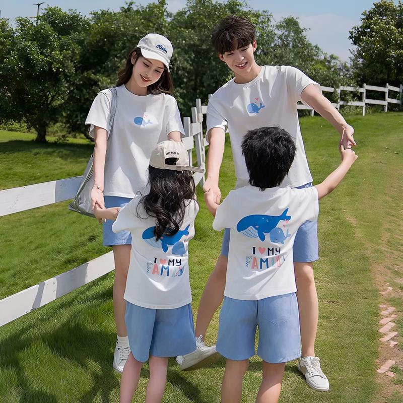 Đồ gia đình tay ngắn cổ tròn, áo đồng phục bố mẹ và bé unisex nam nữ in 2 mặt hoạ tiết sắc nét chất thun dày mịn (giá 1 áo)