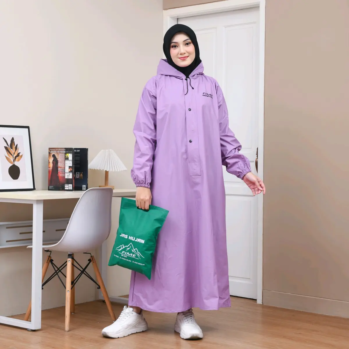 JAS HUJAN MODEL GAMIS BAHAN PVC PREMIUM TEBAL,ELASTIS,DAN TAHAN REMBES BY FIME Outdoor