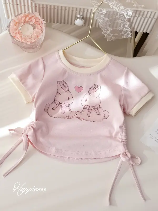 baju Kecil anak perempuan crop atasan anak usia 1-11  Kaos  katun santai 1