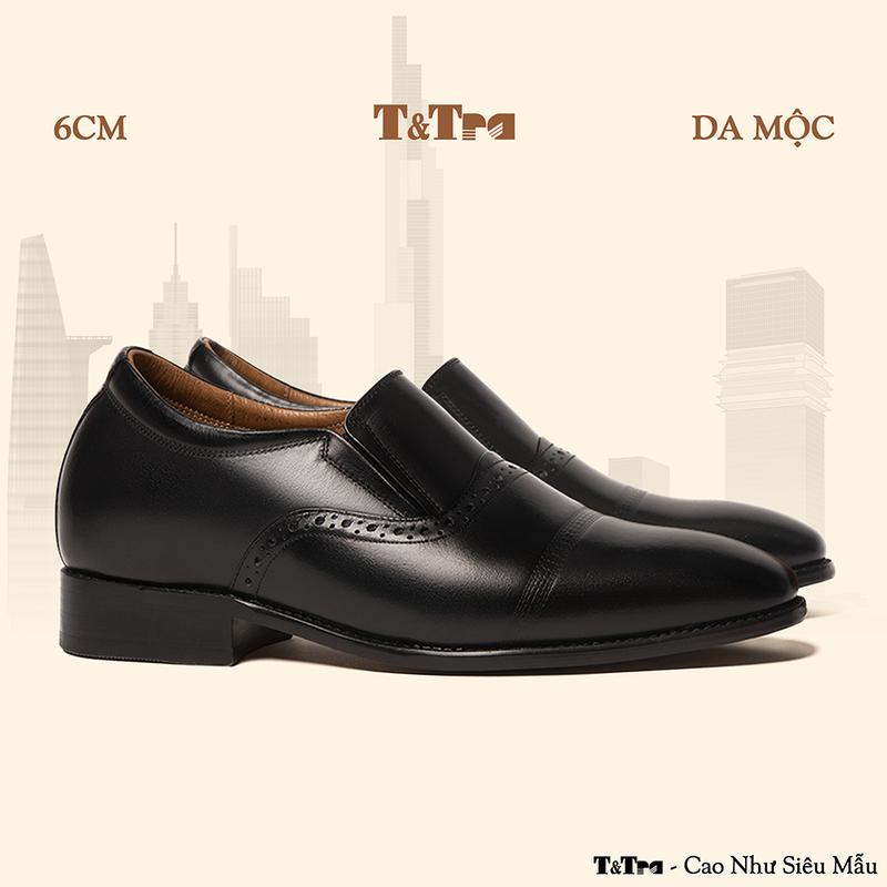   6CM   Giày Tăng Chiều Cao Nam T&Tra A211 Đen - Đánh Màu Thủ Công Patina 