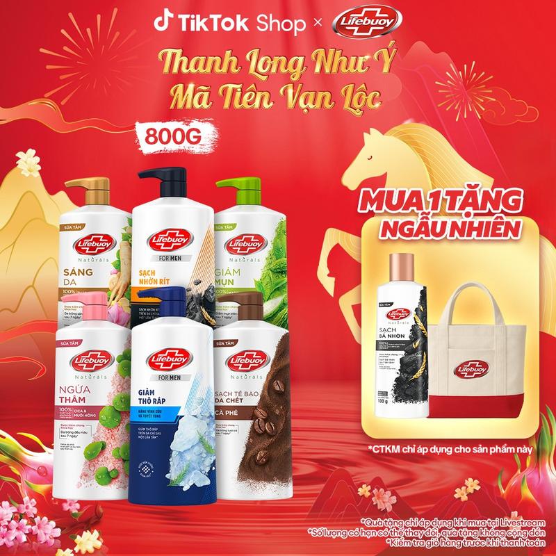 Sữa Tắm Lifebuoy Detox Chiết Xuất Matcha & Khổ Qua Hỗ Trợ Da Khỏi Vi Khuẩn Gây Mụn Chai 800g - Cho Nam & Nữ 1