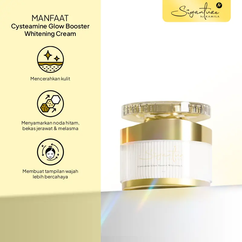 Signature by Kamila - Cysteamine Glow Booster Whitening Cream - Cysteamine Cream untuk Flek Hitam & DNA Salmon Red Jelly 3