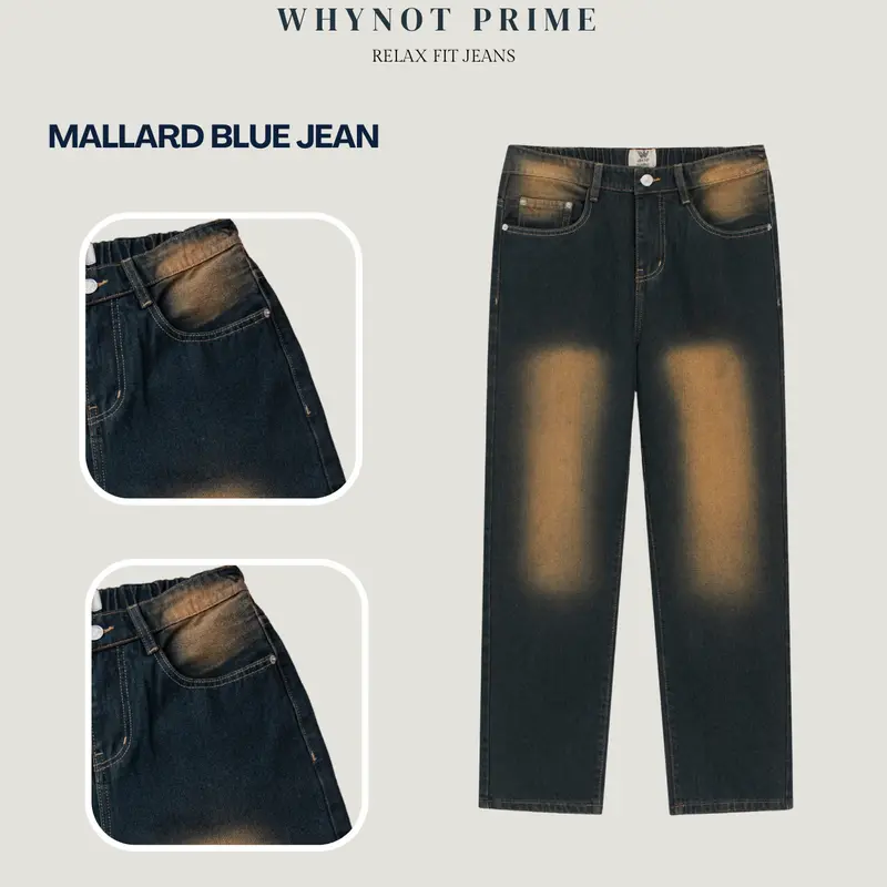 [PHIÊN BẢN CAO CẤP] Quần Jean WHYNOT PRIME 5 Màu | Quần Jean Nam Ống Suông Rộng Mallard Blue Wash Phong Cách Retro JBGWTG 2