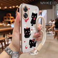 Gambar MHKEID Casing Hp Untuk OPPO Reno 8T 4G Reno 8T 5G Case Pola Kucing Hitam Strawberry Model Baru Gelang Tali gantung kasing silikon Softcase Lanyard Pelapisan Samping Casing - Gaya1, OPPO Reno 8T 4G dari MHKEID MALL Kab. Tangerang 4 Tokopedia