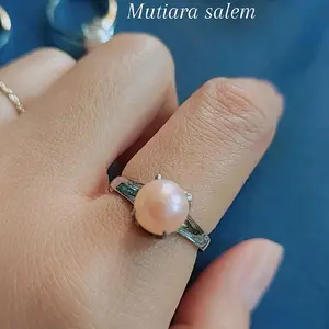 Cincin Monel Mutiara air tawar warna salem