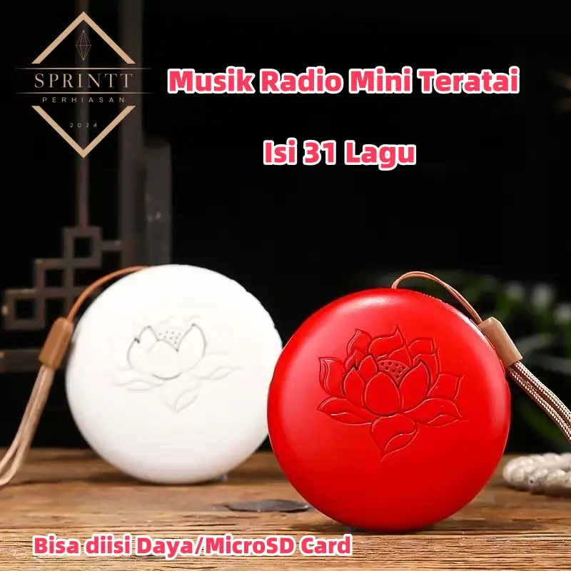[SPRINTT] MR003 Musik Radio Mini Teratai dengan Tali Pemutar Musik Buddhisme Ta Pe Co Isi 49 Lagu Bias Kartu TF/Isi Daya