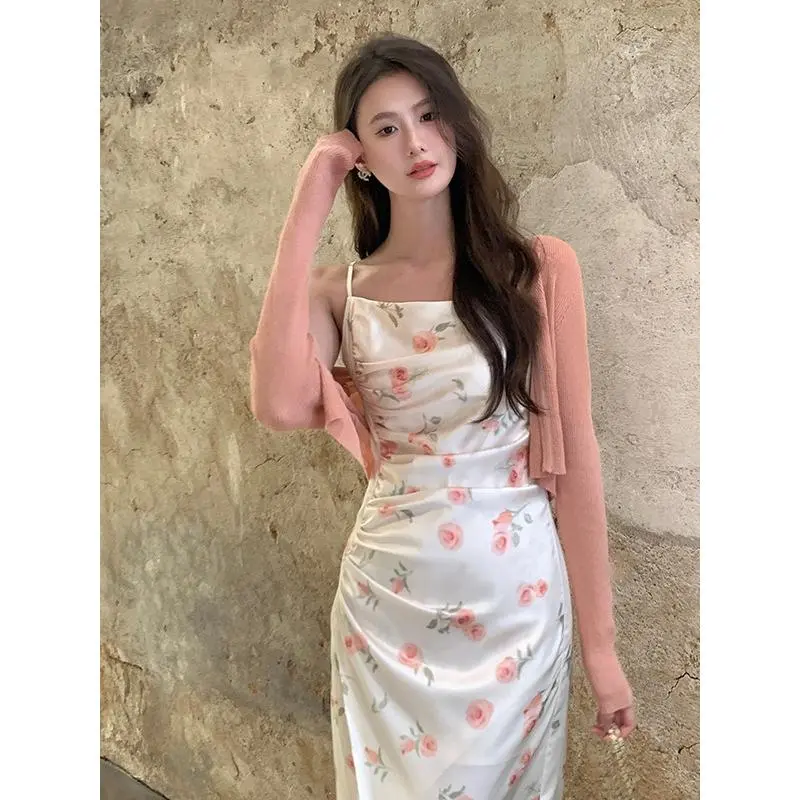 （1308） summer floral Fitted dress casual formal bodycon long dress bunga press body pantai korea style terbaru 2024 kondangan outfit wanita kekinian