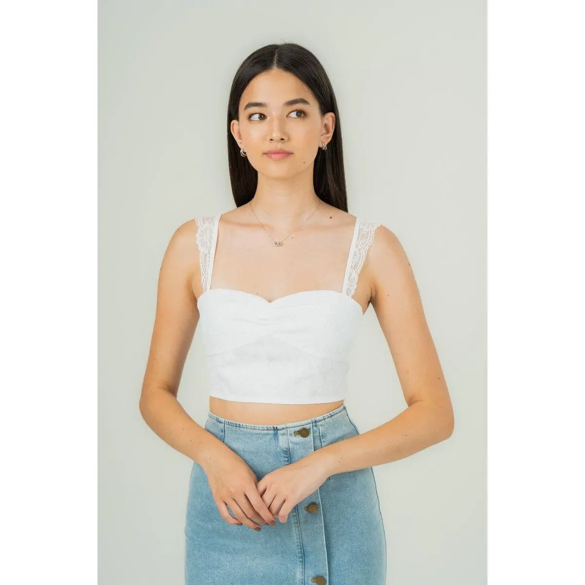 Kylie Lace Crop Top in White