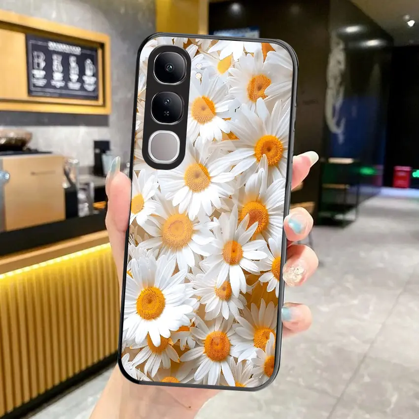 Softcase glass for Vivo V40 Lite Terbaru Casing hp kaca kilau case new FLOWER [205]