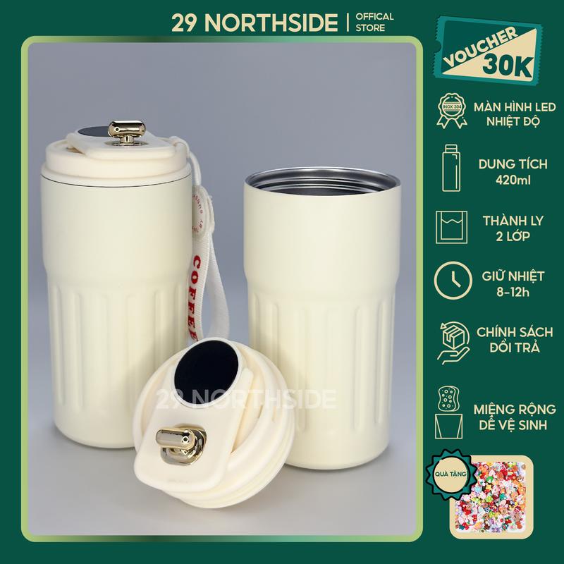 29NS - Cốc Giữ Nhiệt Coffee Holic 420ml Inox 316 Cao Cấp Màn LED Đo Nhiệt Ly Giữ Nhiệt Nước Nóng Lạnh Tiện Lợi