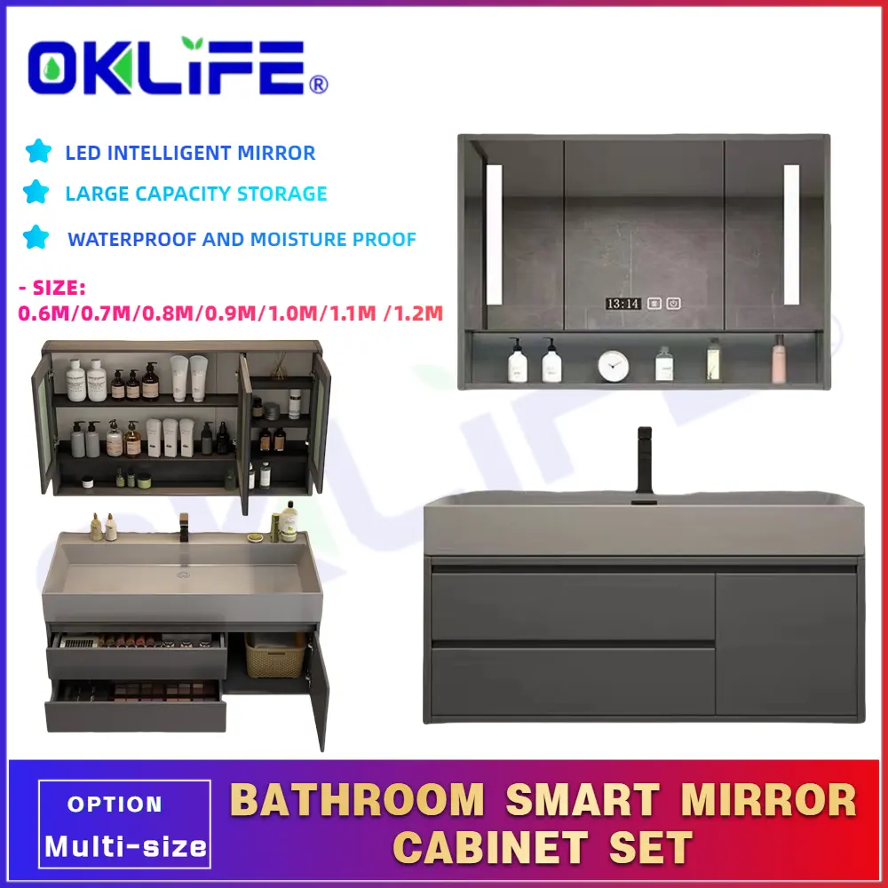 [OKLIFE. ] Bathroom Cabinet Basin Cabinet Bathroom Mirror Vanity Cabinet Bathroom Washbasin Cabinet Bathroom Mirror Cabinet Set