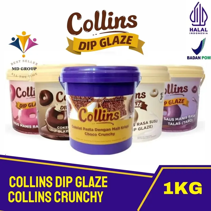 [KALIMANTAN] COLLINS DIP GLAZE DAN CRUNCHY 1 KG ANEKA RASA Manis Selai Halal BPOM 0
