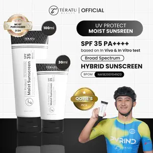 TERATU BEAUTY UV Protect Moist Sunscreen SPF 35 PA++++ for Face and Body (Broad Spectrum UVA1 UVA2 UVB UV Filter Hybrid Sunscreen Mencerahkan)