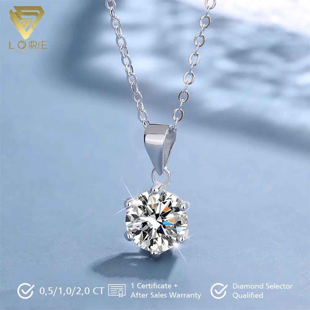 Lore Jewellery - Kalung Moissanite Lapis Emas Putih 18K - Simply Elegant & Alyssa Moissanite Necklace 1.0 CT/ 2.0 CT/ 3.0 CT