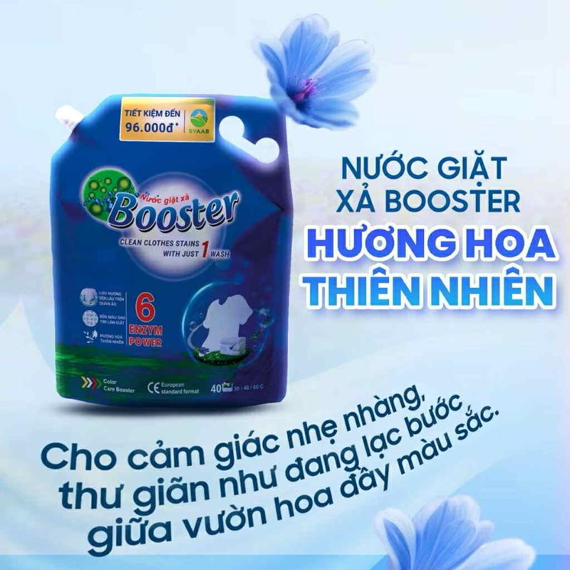  COMBO 2 túi nước giặt xả booster 2in1 hương thiên nhiên 2 TÚI 7400ML = 7,4KG 