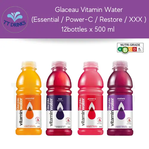 Glaceau Vitamin Water GVW (Essential / Power-C / Restore / XXX ) 12bottles x 500ml