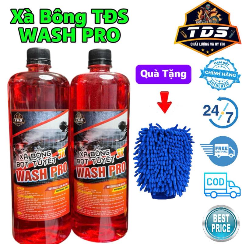 TDS Xà Bông Rửa Xe Bọt Tuyết 3K Wash Pro Tạo Bọt Cao Bền Bọt Tặng Bao Tay Rửa Xe Chất Lượng Cao Tạo Bóng Loáng Đậm Đặc & An Toàn với Da Tay