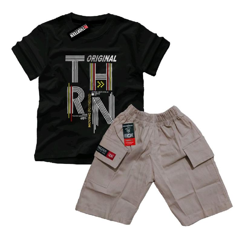 kaos setelan anak pocket terbaru katun dan celana twill 7