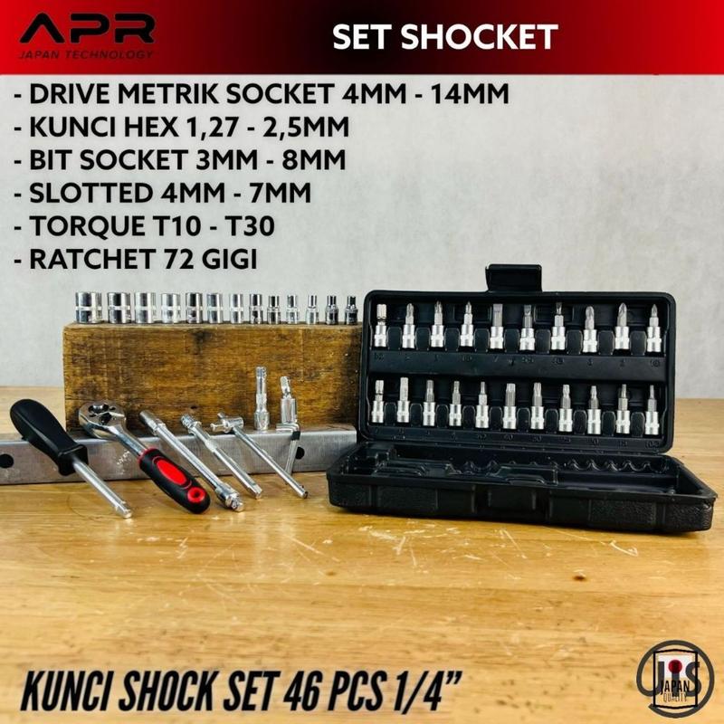 FFE43 PROMO TEKkIRO kunci sock 46pc HONDA by APR JAPAN kualitas sangat kuat garansi resmi socket shock set sok/ AP46 1