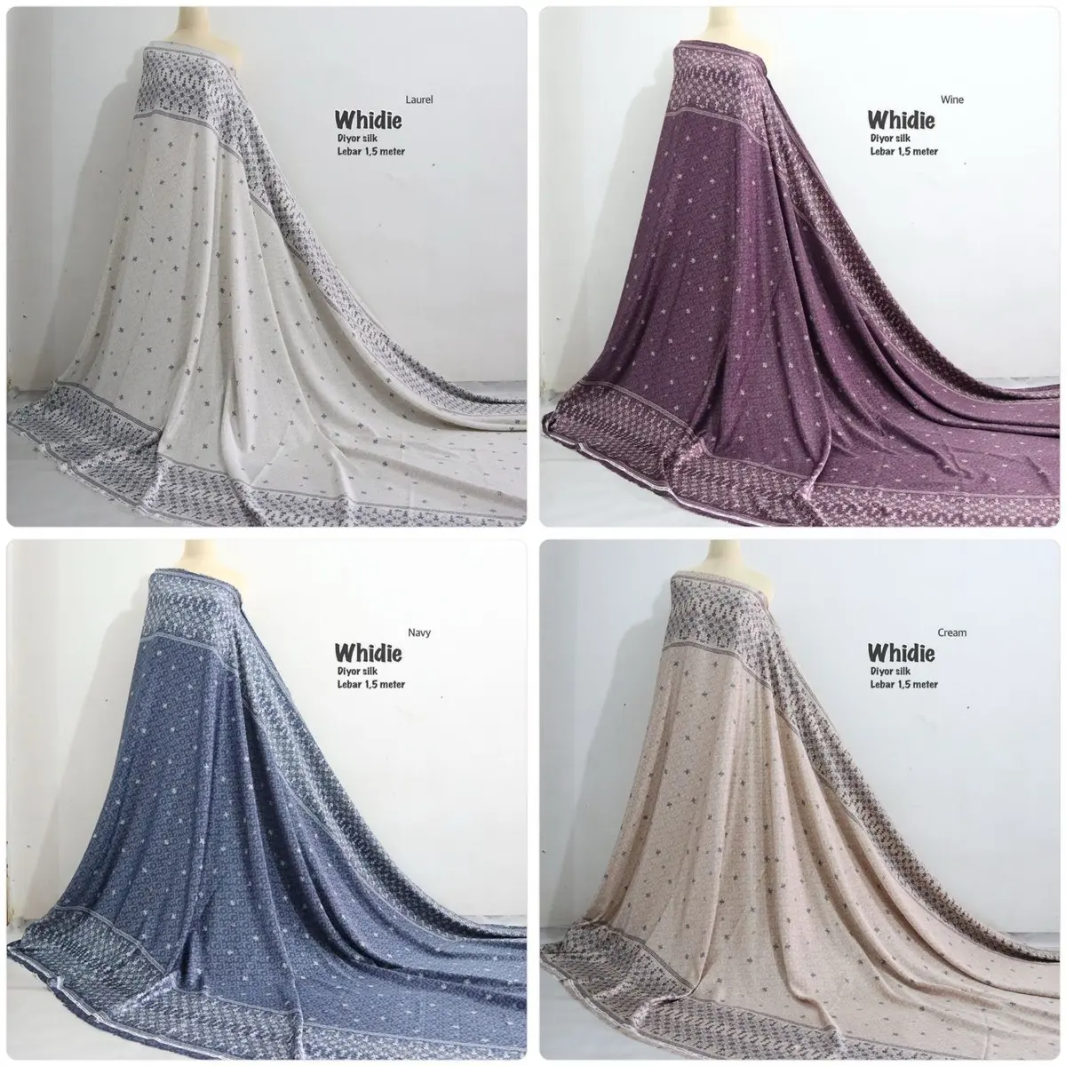 Terbaru motif whidie | kain meteran | bahan silk | silk mengkilat | bahan seragaman | harga per 0,5m
