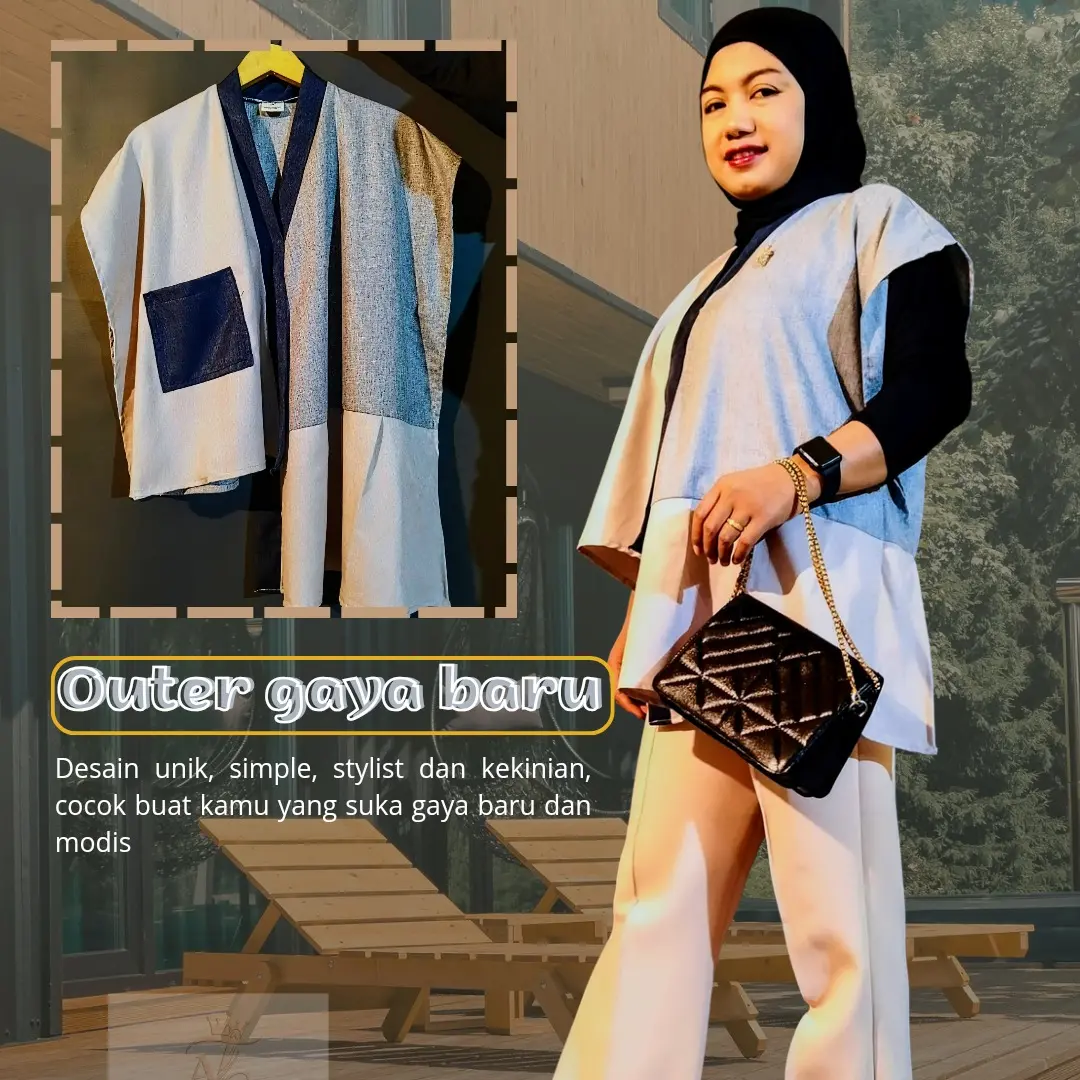 Outer Vest Unik Gaya Baru Desain Kekinian Mewah Elegan Simple Nyaman Atasan Wanita Pendek Rompi Cewek Stylish Modis Batwing Bahan Katun Premium Versatile Casual Cantik kekinian Warna Navy Ivory Abu outfit kece