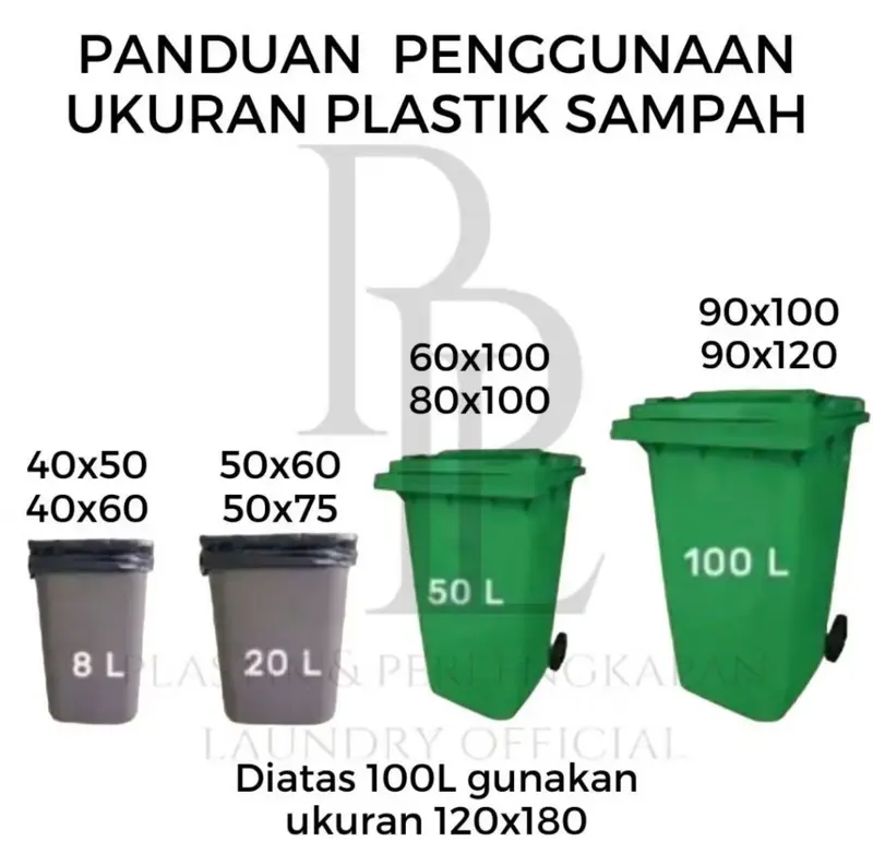 Plastik Sampah | Kantong Plastik Sampah Hitam | Plastik Packing Hitam Besar  /1 PACK Uk | 40 X 50 | 40 X 60 | 50x60 | 50 X 75 | 60 X 100 | 80 X 100 | 90 X 100 | 90 X 120 | 120 X 180. 3