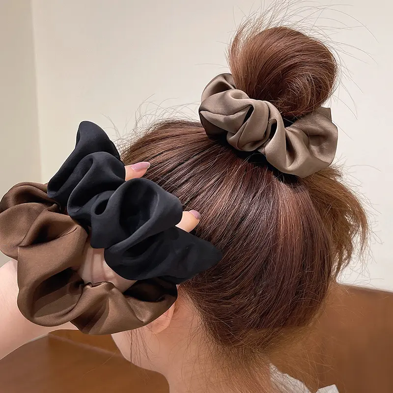 Woman Elegant Silk Elastics Hair Rope  Fashion Solid Color Scrunchies Ladies Ponytail Hold Hair Accessories
