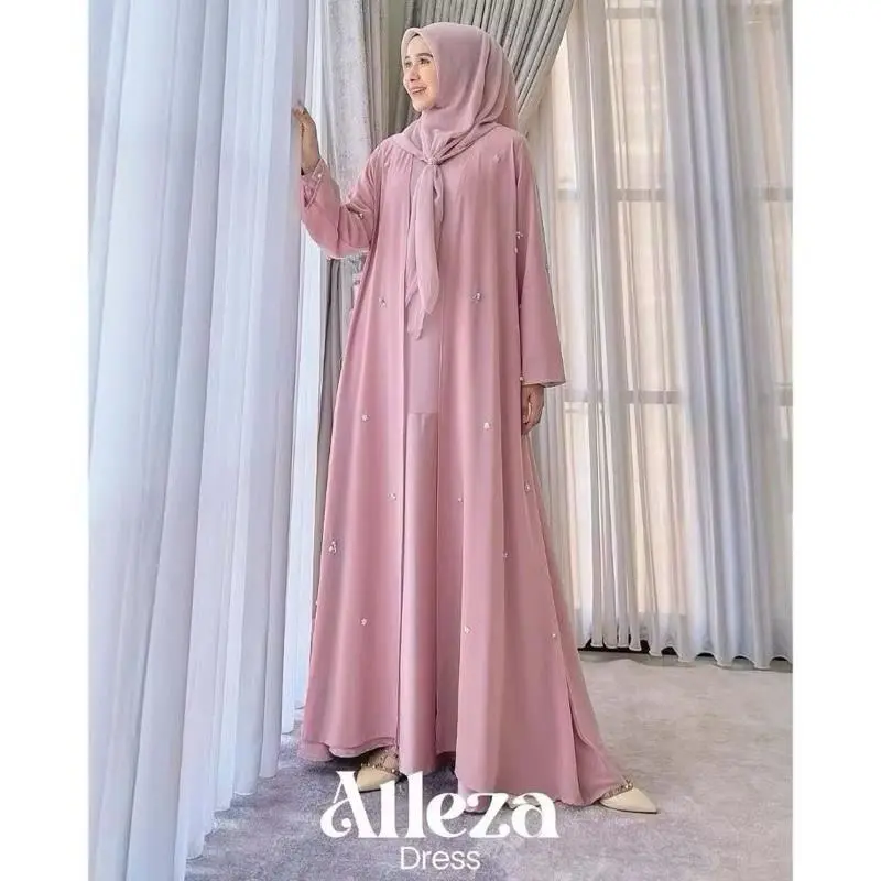 Model Terbaru Baju Gamis Abaya Simple // Alezza Dress Abaya Bahan Velvet Combi Ceruty // Abaya Terhits Tahun 2025 // Ready Ukuran M L XL 3XL 4XL Ld 100-140cm Muat Bb 100kg // Dress Elegan Cantik // Dres Kondangan 3