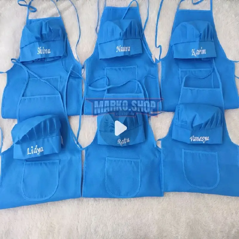 Topi Chef Anak Dan Apron Celemek Satu Set Free Bordir Nama Topi Chef Celemek anak Bisa Bordir nama topi  sd  merah  putih 2