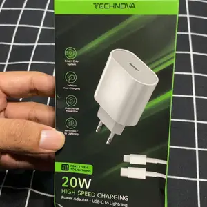 [GARANSI 2 TAHUN] TECHNOVA Charger For iPhone 20W Fast Charging USB-C to Lightning 1 Set Adapter + Kabel