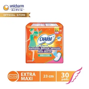 Charm Pembalut Body Fit Extra Maxi 23cm Non Wing 30 pads