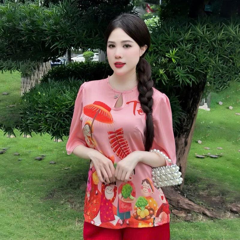 Bộ đồ lam áo bà ba đi lễ đi chùa dành cho nữ họa tiết concept tết Z3