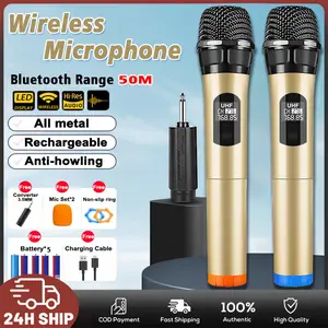 Mikrofon Karaoke Wireless Microphone Professional Mikrofon Handheld UHF Mic Wireless Karaoke Bluetooth Range 50M