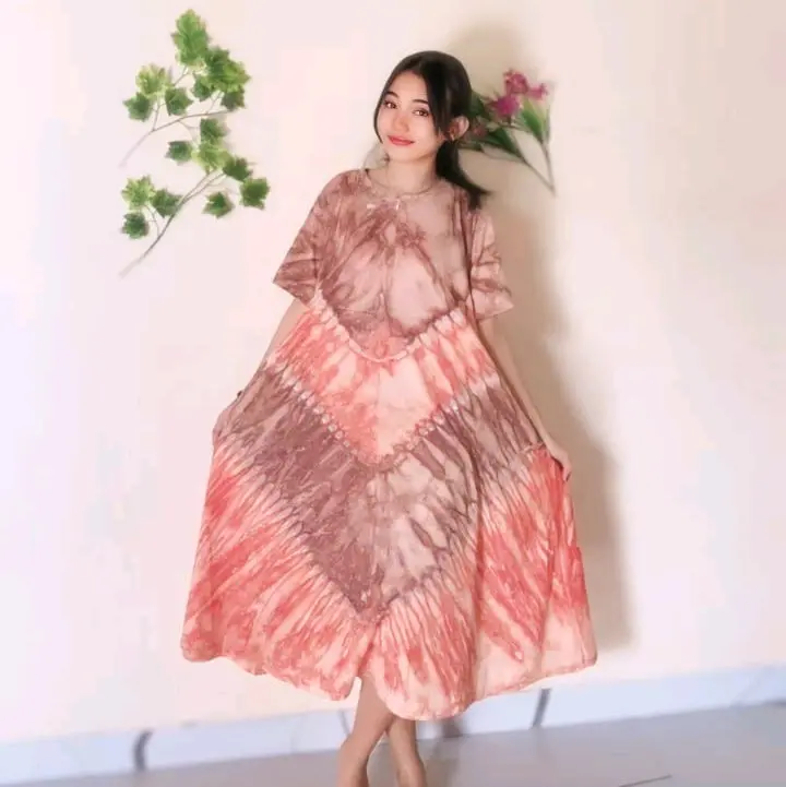 Daster Kaos Payung Busui Tiedye  Jumbo Busui Resleting Corak Nyaman Panjang Menyusui Standar Tidur Batik Bumil
