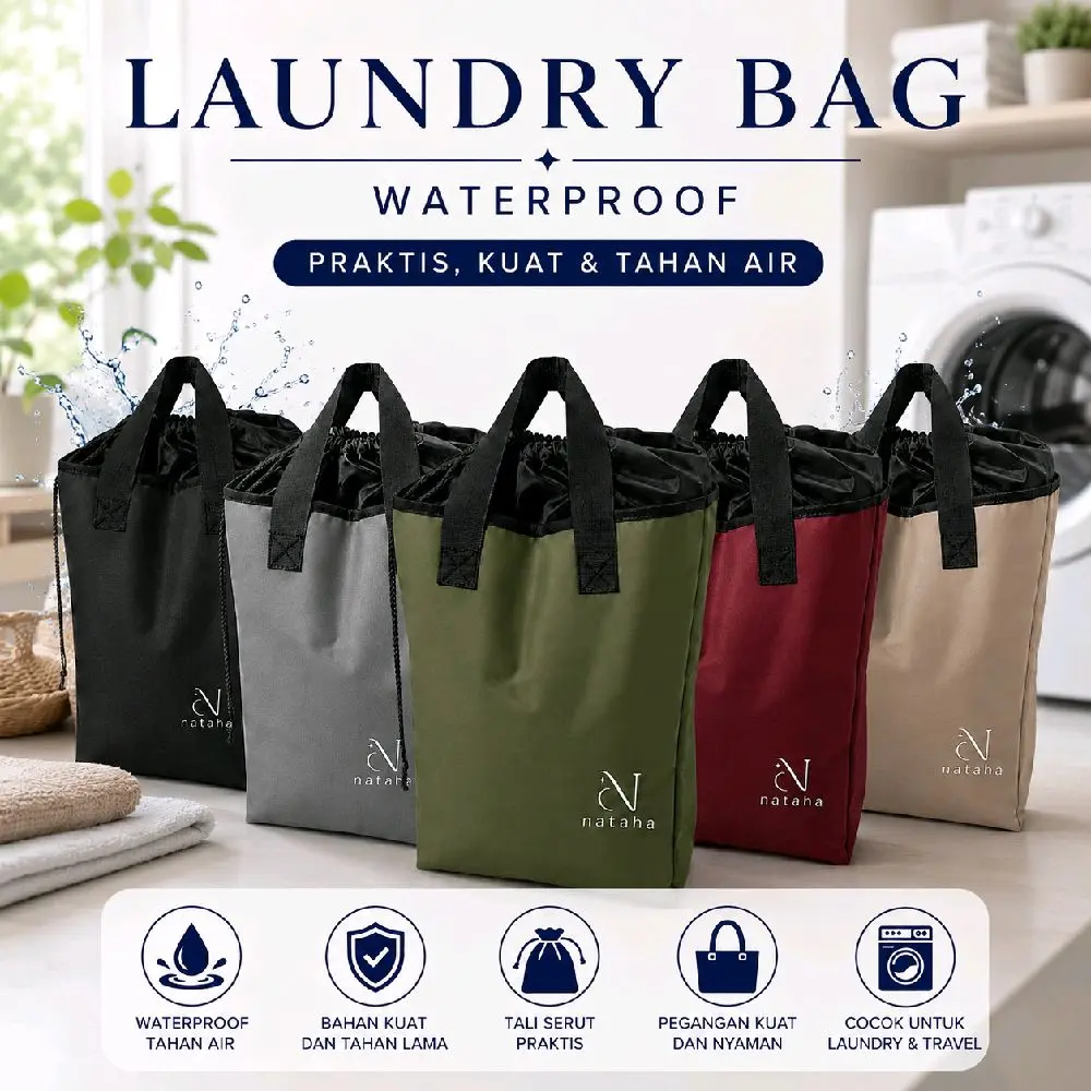 Laundry Bag Waterproof Serut Jumbo | Tas Laundry Anti Air Multifungsi untuk Travel, Kos, dan Penyimpanan Baju