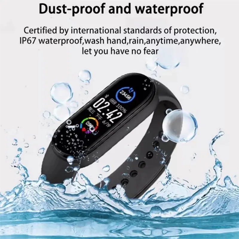 Aokeyo M6 Smart Watch Pelacak Kebugaran Bluetooth Smart Band Smart Display Detak Jantung Jam Tangan Digital Tahan Air Jam Tangan Olahraga Wanita Pria 4