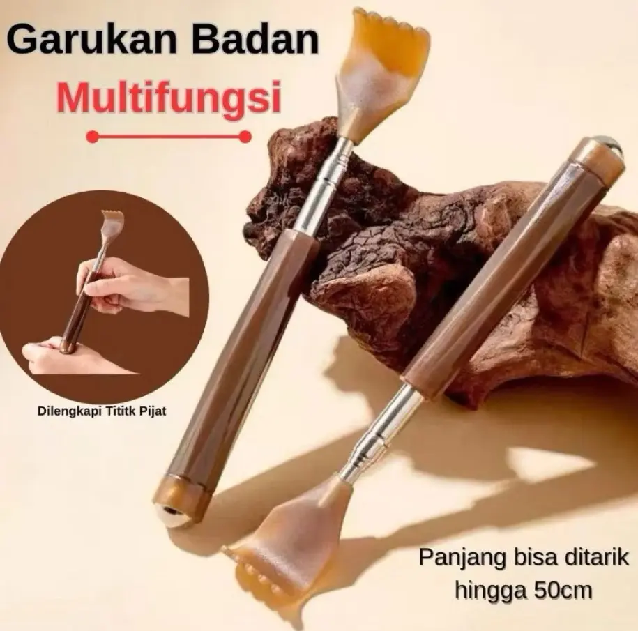 Alat Garuk Punggung Stainless Portable Penggaruk Badan Mini Praktis Penghilang Gatal Tongkat Body Back Scratch Bola Pijat Kepala Magnetik Portabel
