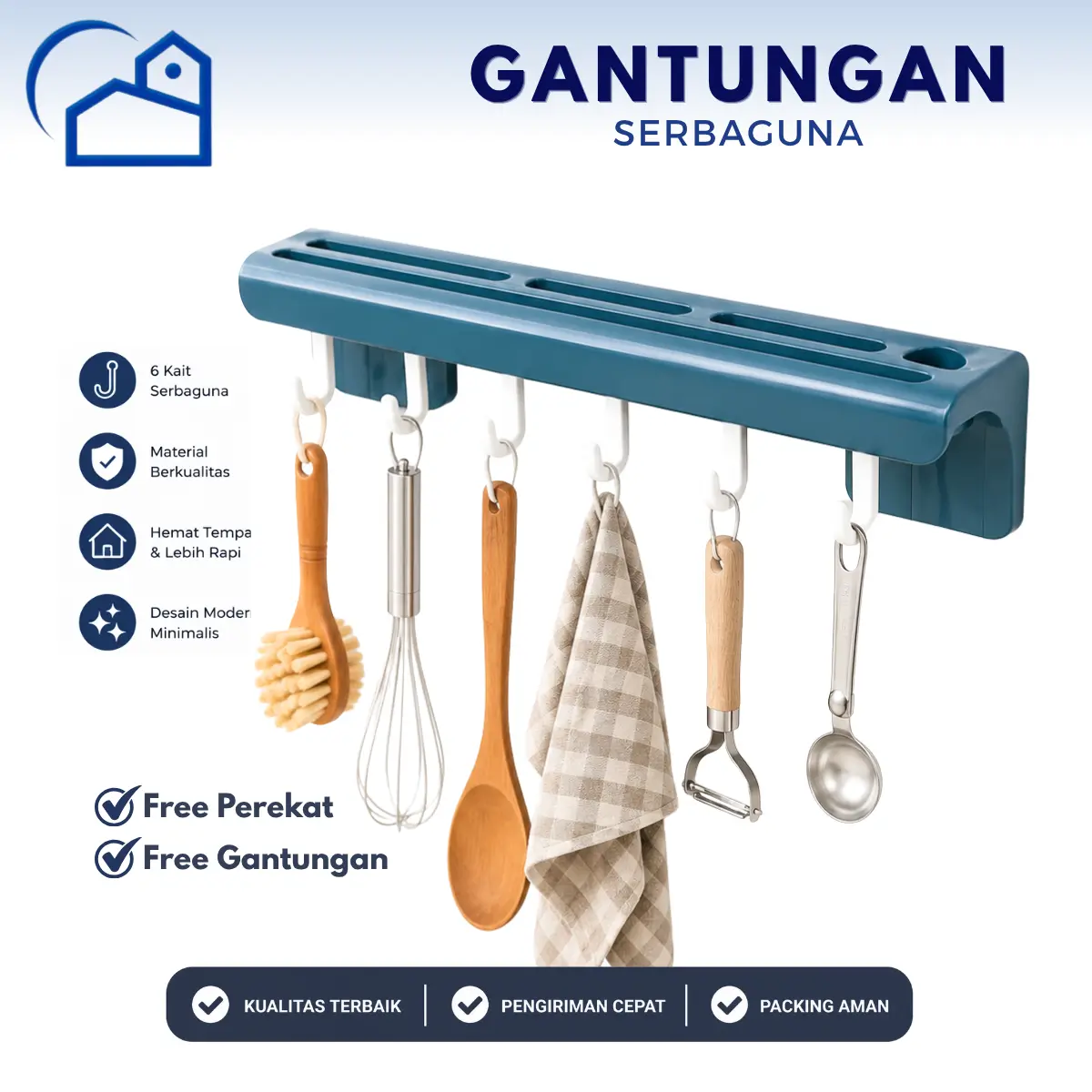 HOMESTATION - Rak Pisau Sendok Spatula Dapur Tempel Dinding Multifungsi Rak Gantung Spatula Pisau Dapur Tempel Dinding Penyimpanan Plastik