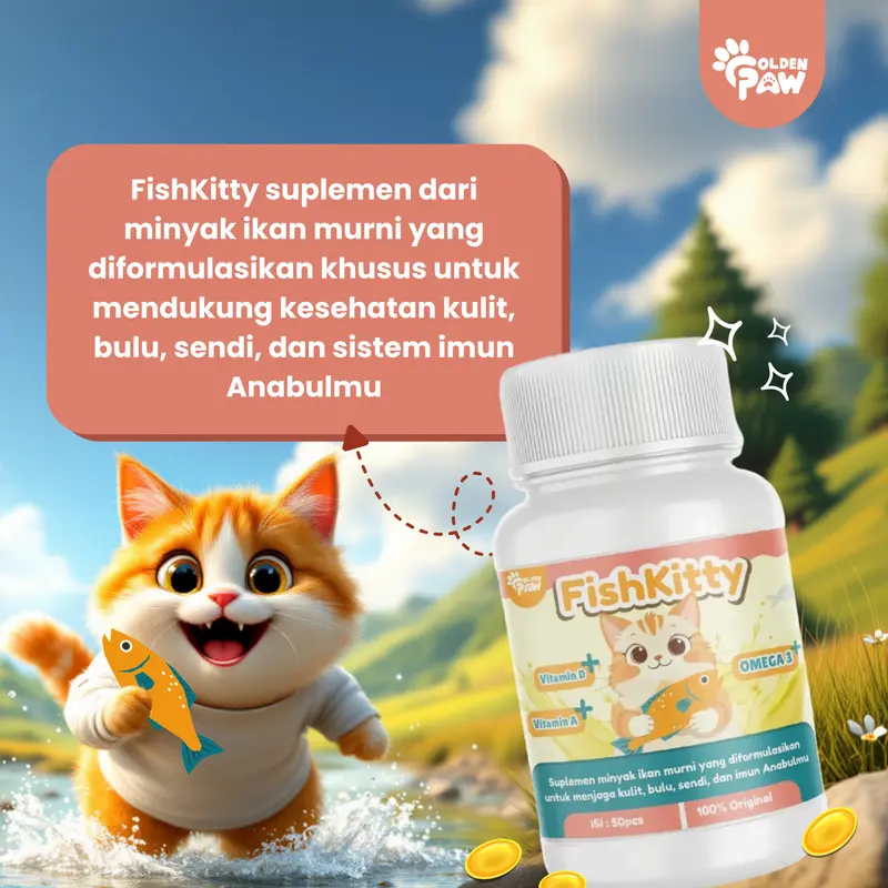Golden Paw - FishKitty Minyak Ikan Premium Anabul Nutrisi Lezat untuk Bulu dan Imunitas 1