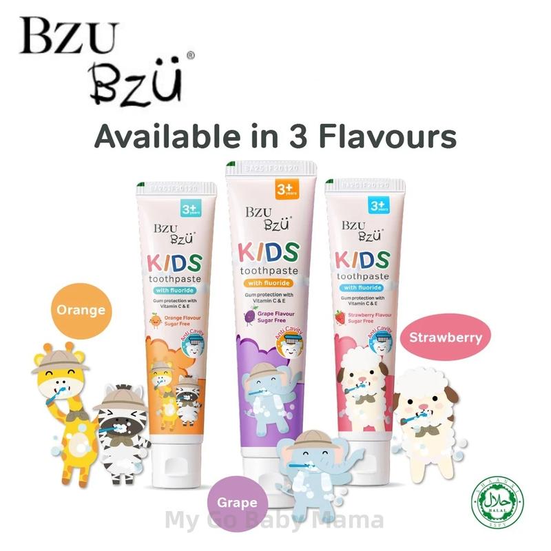 Bzu Bzu Kids Toothpaste Grape , Strawberry , Orange Flavour (50g ...